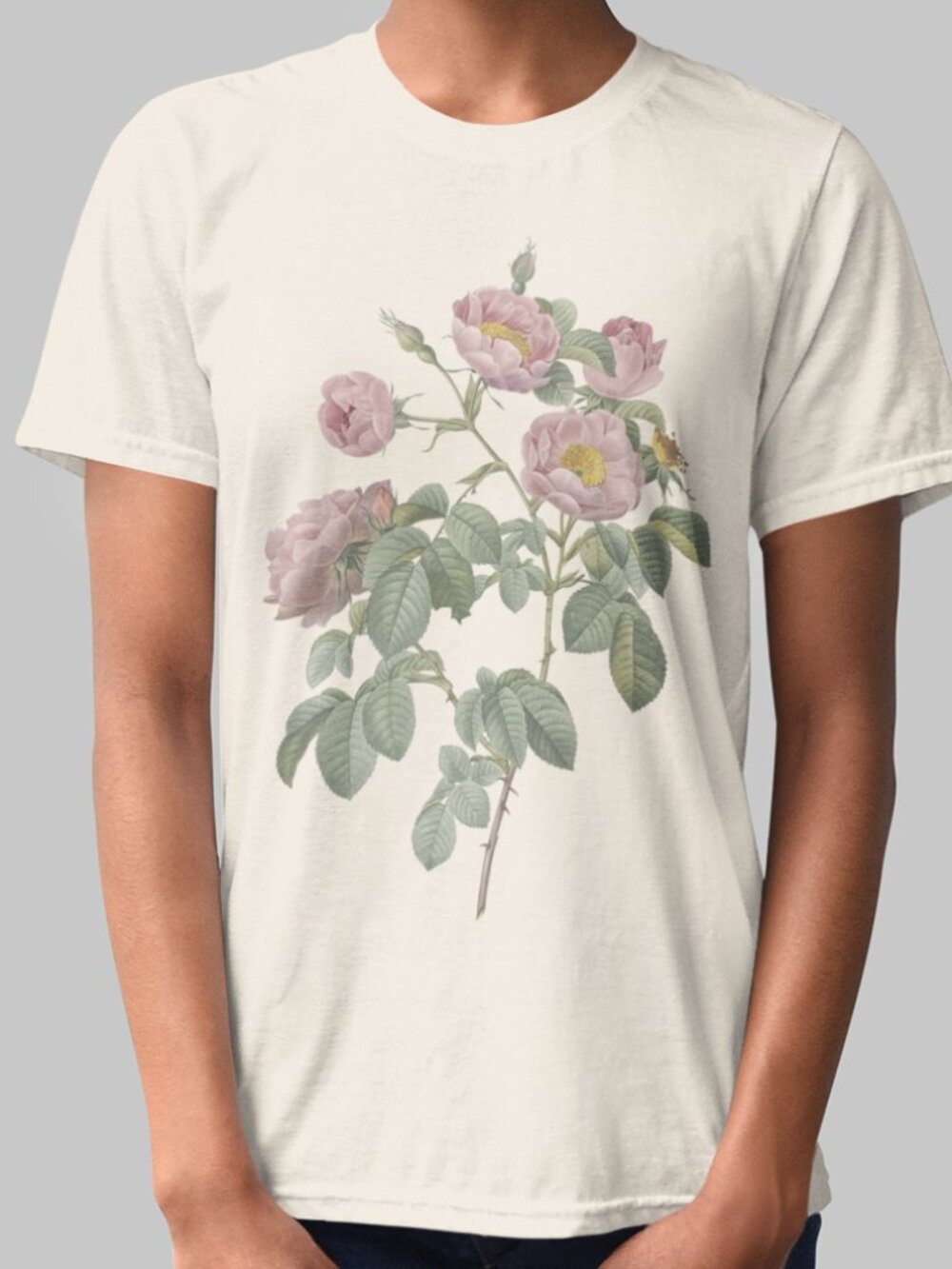 Rose Vintage Floral Print Short Sleeve Graphic Tee T-shirt S-XXL